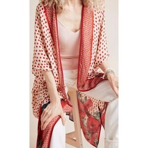 Anthropologie Bl-nk Aviriska Kimono Floral One-Size Hobo Spring Summer Poka Dot